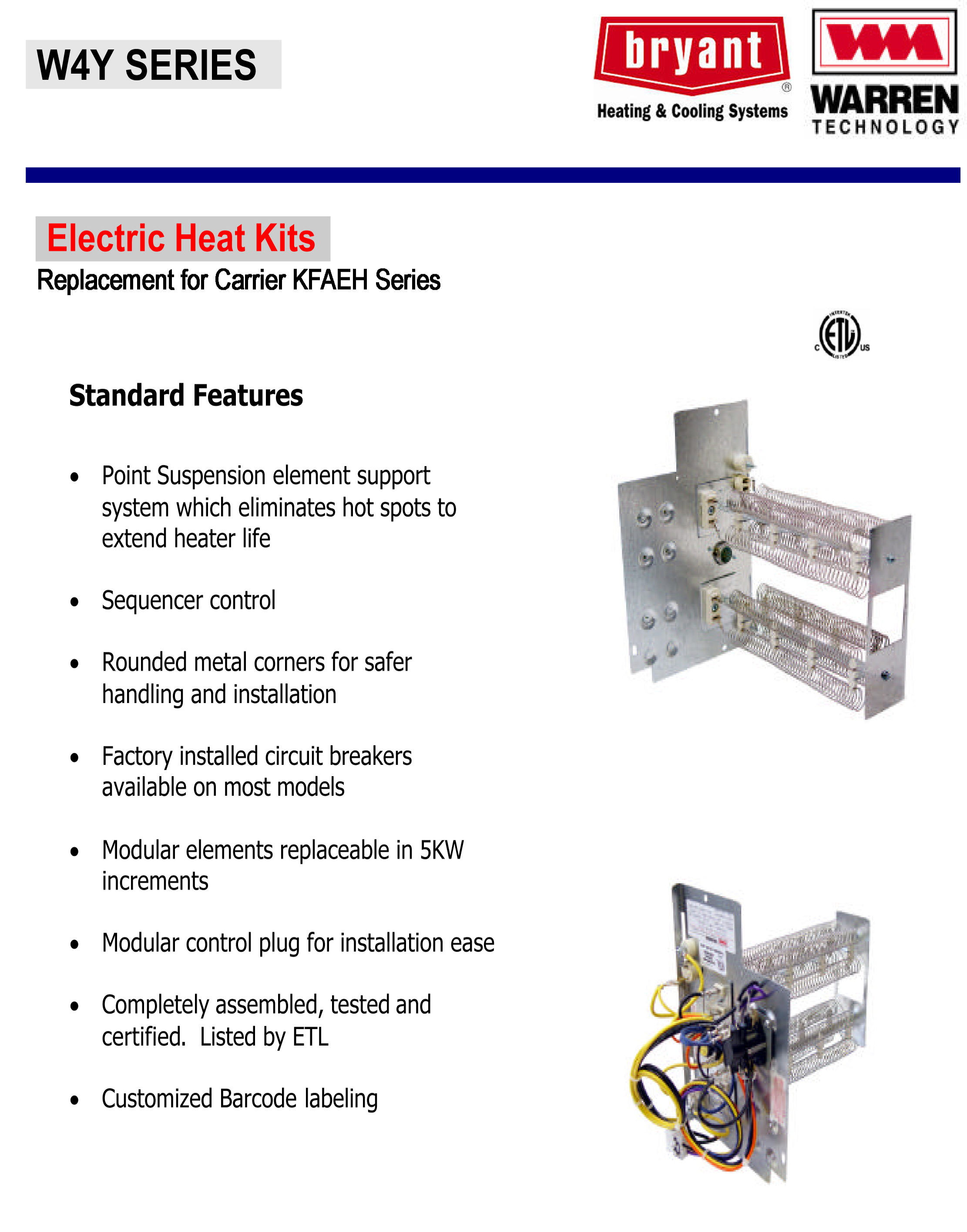 8 KW heat strip for Bryant/Payne air handlers  W4Y0802
